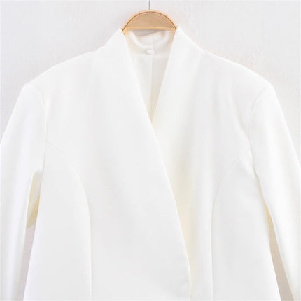 Solid Color Slim-fit Buttoned Long Sleeve Suit Coat