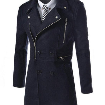 Fashion Multi Zipper Fitted Trench Coat