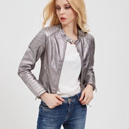 PU leather motorcycle leather jacket