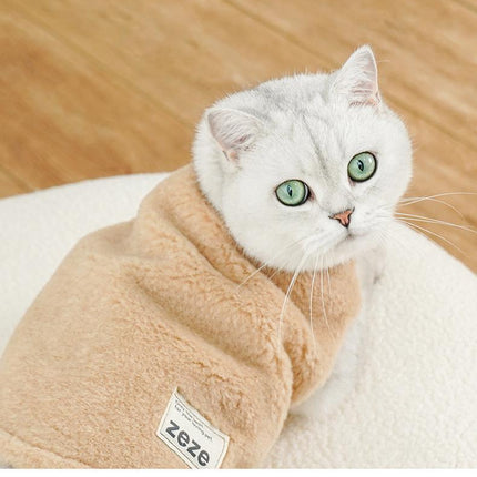 Warm Cat Clothes Thickened Fleece-lined Plush Pet Vest Vest Cold-proof And Lint-proof