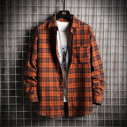 Men's Plus Size Long Sleeve Shirt Square Collar Simple Casual Jacket