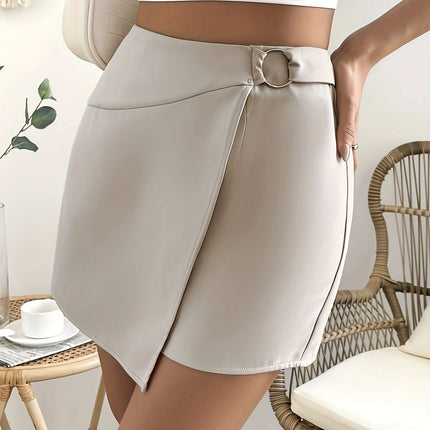 Ladies Commuting Elegant Solid Color Ring Design Elegant Shorts