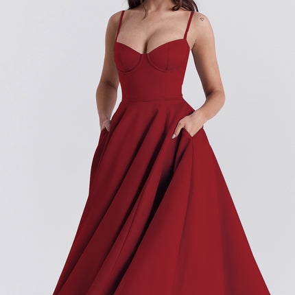 French Mesh Large Swing Double-layer Sling Dress