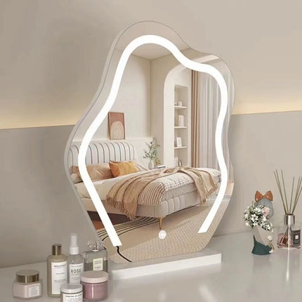 Large Makeup Mirror Cloud Shape Vanity Mirror 3 Colors LED Lights 220V