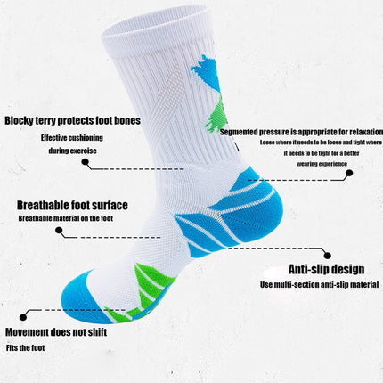 4 Pairs Men Compression Running Socks  Crew Athletic Anti Blister Cushioned Anti-odor Seamless Breathable For Running Hiking Cycling Fitness