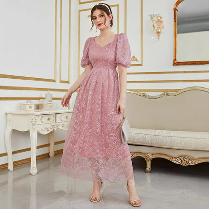 Fashionable Elegant Lace Jacquard Women's Dress