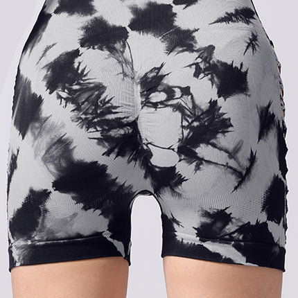 Women's Tie-dye Side Bow Hollow High Waist Hip Lifting Sports Fitness Yoga Shorts, Shorts For Women High Waist Tie Dye Workout Yoga Gym Scrunch Butt Lifting Cycling Biker Shorts
