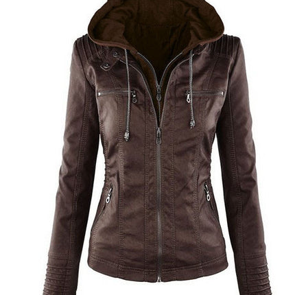 Women's Short Leather Pu Leather Jacket