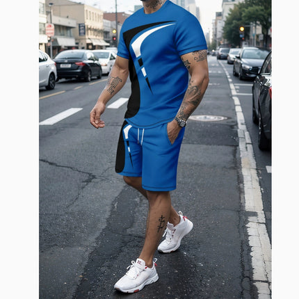 Men's Casual T-shirt Shorts Two-piece Printed Sportswear