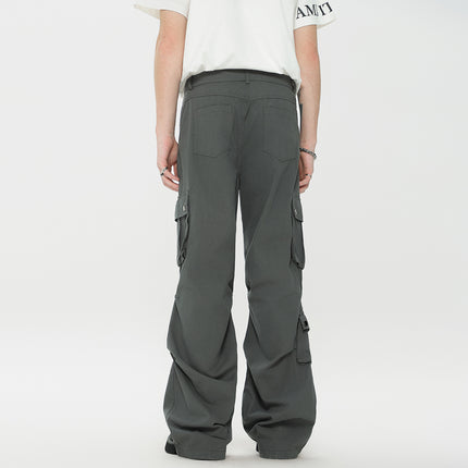 Water Paste Printing Design Sense American Fashion Brand Straight White Overalls Men