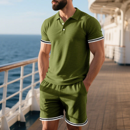 Male Color Blocking Sports And Leisure Teen T-shirt Suit