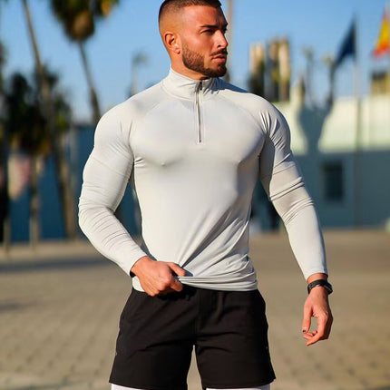Fitness T-shirt, Quick Drying Half Zip Top, Tight Fitting Clothes, Long Sleeves
