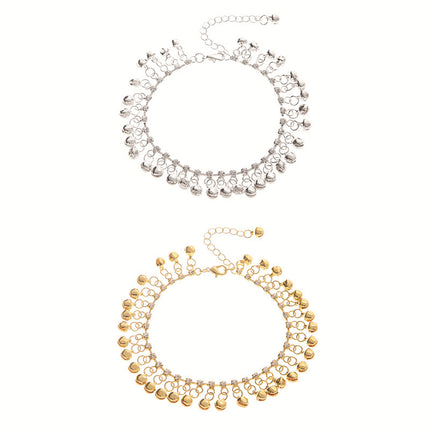 Hawaii Beach Ethnic Retro Gold Silver Alloy Bell Tassel Anklet