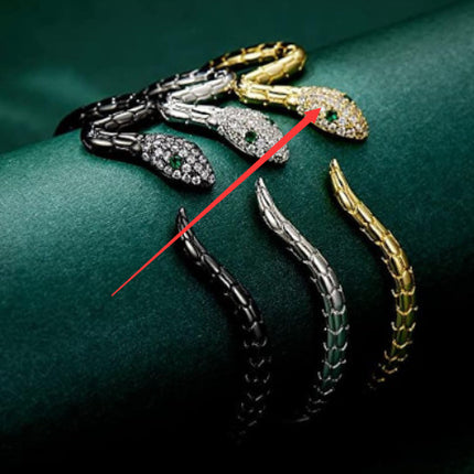 Snake-shaped Open-ended Bracelet White Gold Plated Zircon