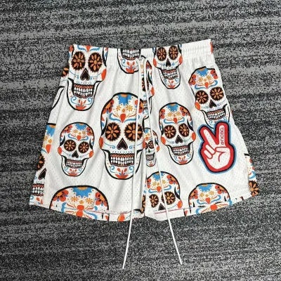 Below The Knee Mesh Printed Loose Transparent Sports Casual Shorts