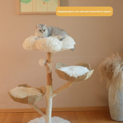 Natural Fruit Tree Cat Climbing Frame Solid Wood Rattan Cat Nest Cat Tree