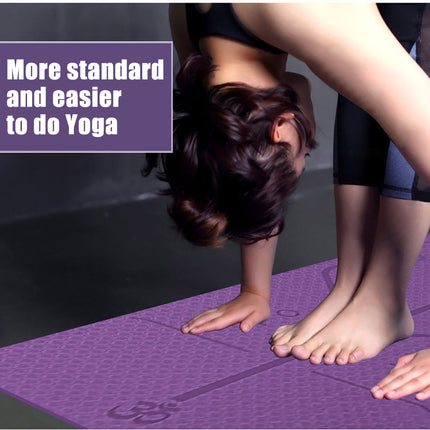 Non Slip TPE Yoga Mat Position Line Beginner