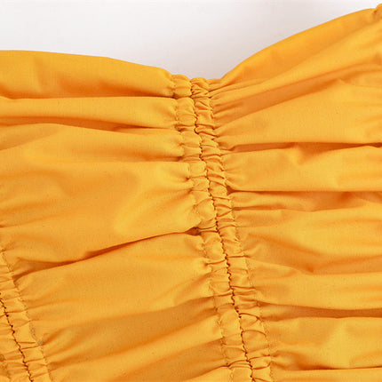 Tube Top Pleated Long-sleeved Suit