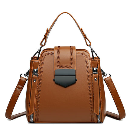 Elegant Lady Soft Leather Textured Small Handbag