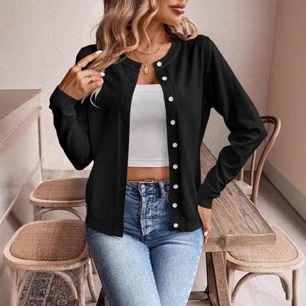 Women's Classic Slim Fit Slimming Long Sleeves Knitted Cardigan Outer Wear