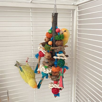 Parrot Toy Bird Decompression Relieving Stuffy Natural Material Tearing Toy Color String Combination