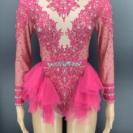 Dance Sexy Shiny Rhinestone Mesh Jumpsuit Stage Performance Costume Women