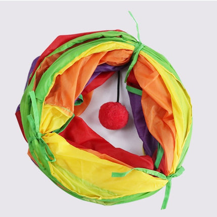 Rainbow S-shaped Cat Tunnel Self-hey Educational Cat Toy Collapsible Cat Tunnel