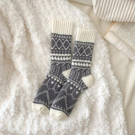 Winter Warm Cashmere Socks Fleece-lined Thick Mid-calf Length Socks