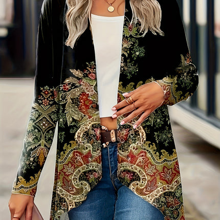 Plant Flower Printed Women's Cloak And Windbreaker