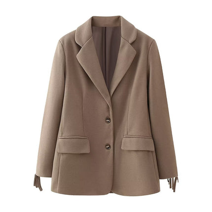 Women's Autumn New Tassel Wool Suit Jacket Tops