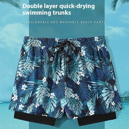Professional Double Layer Quick-drying Anti-embarrassment Swimsuit Beach Pants