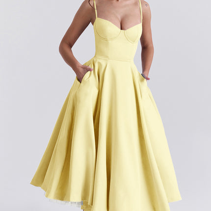 French Mesh Large Swing Double-layer Sling Dress