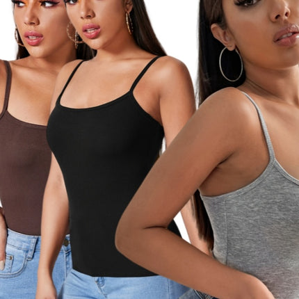 3PCS Solid Color Halter Top For Women