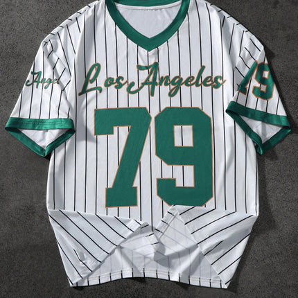 Men's Los Angeles Letter Print Short Sleeve Top