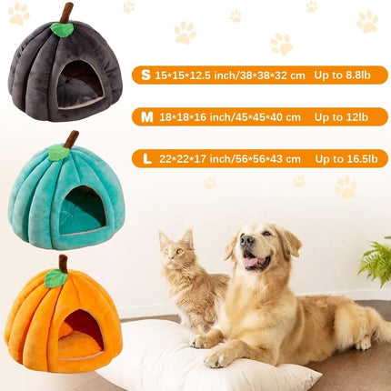 New Pumpkin Cat Bed Cat Beds For Indoor Cats Cute Pumpkin Shape Cat Cave Bed Cat Tent Halloween Cat House Bed Warm Sleeping Bed For Cats Small Dogs