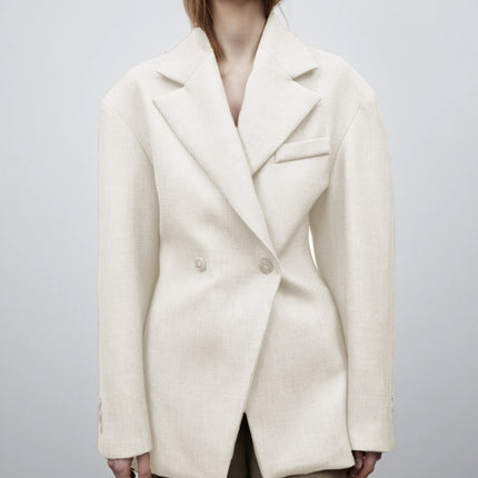 Autumn And Winter Women's Suit Advanced Static Luxury Elegant Lapel Baggy Coat