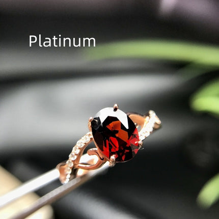 925 Silver Inlaid Natural Garnet Ring