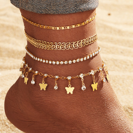 Butterfly Summer Beach Style Anklet Five-piece Set