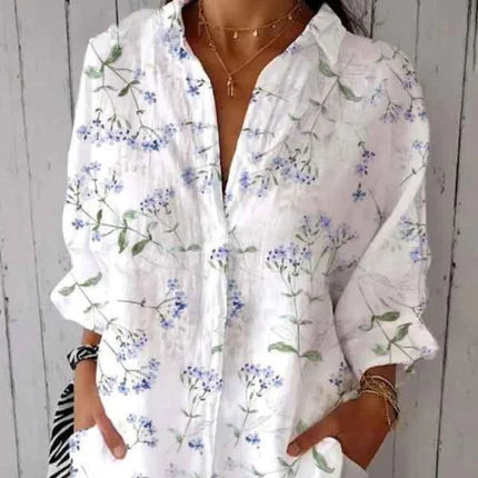 Women's Creative Fashion 3D Printing Lapel Casual Shirt