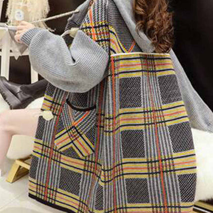 Hooded Knit Cardigan Women's Loose Mid-length Coat