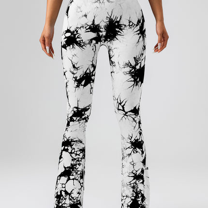 2 Pack Tie Dyed High Waisted Flared Butt-lifting Fitness Sports Women's Yoga Bell-bottom Pants, Workout Leggings For Women, Gym Scrunch Butt Butt Lifting Seamless Leggings