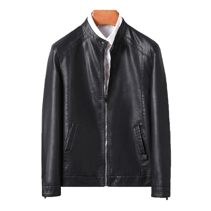 Men's Slim Casual Leather Jacket Motorcycle Jacket