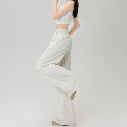 Women's Cotton-like Wide-leg Sunscreen Pants Summer High Waist