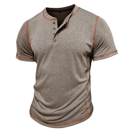 Short Sleeve Henley Shirt Men's Round Neck T-shirt