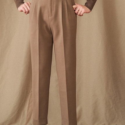 Winter Thickened Sanded Fabric Micro Straight Commute Leisure Suit Pants