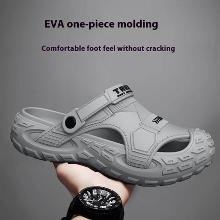 Men's Outdoor Two-way Hole Shoes New Feeling Of Shit Breathable Non-slip Leisure Pump Beach Slippers