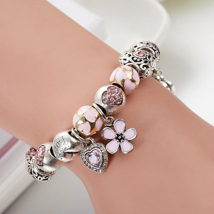 Pink drip flower bracelet