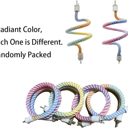 Gradient Colorful Bird Rope Perch Stand For Bird Cages Bendable Climbing Rope Cage Accessory Toy For Cockatiel Parakeet Sugar Glider