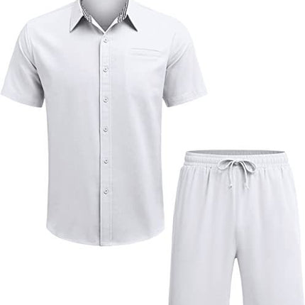 Men's Fashion Casual Shirt Shorts Suit
