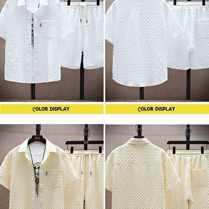 Youth Summer Suit Men's Loose Casual Shirt Short-sleeved Shorts